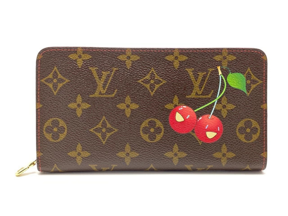 LOUIS VUITTON Wallet Accessories Portemonnaie Zip Long Monogram Coquelicot Red